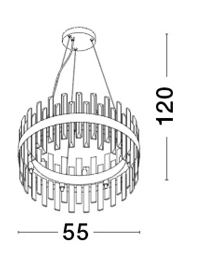 CROWN Satin Gold Metal Clear Crystal (48 pcs) LED G9 7x5 Watt 230 Volt IP20 Bulb Excluded D: 55 H: 120 cm Adjustable Height