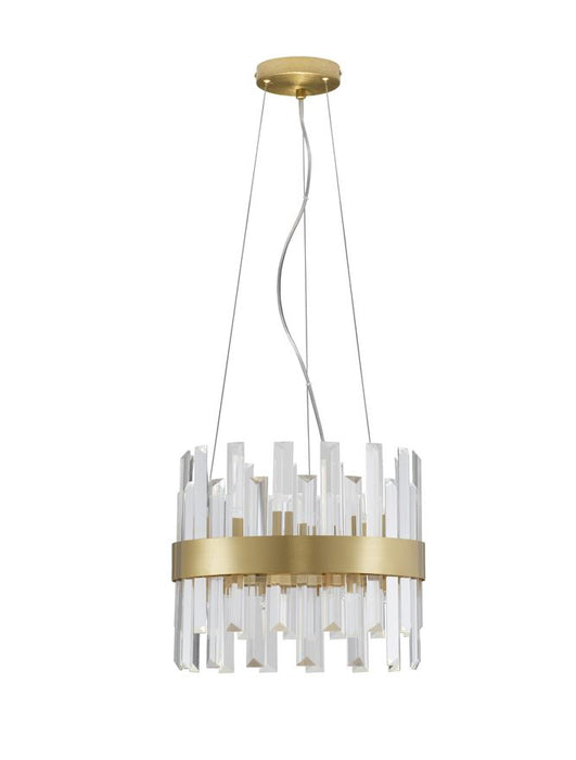 CROWN Satin Gold Metal Clear Crystal (30 pcs) LED G9 5x5 Watt 230 Volt IP20 Bulb Excluded D: 35 H: 120 cm Adjustable Height