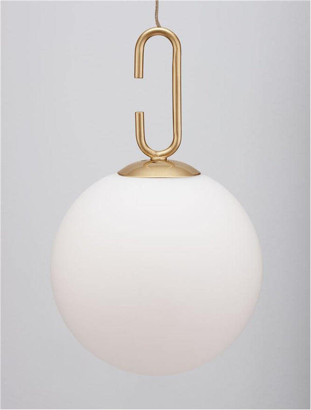 HOOK Satin Gold Metal & Opal White Glass LED 11 Watt 230 Volt 1061Lm 3000K IP20 D: 18 H: 120 cm Adjustable Height