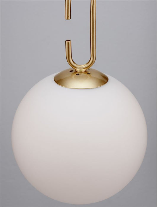 HOOK Satin Gold Metal & Opal White Glass LED 11 Watt 230 Volt 1061Lm 3000K IP20 D: 18 H: 120 cm Adjustable Height