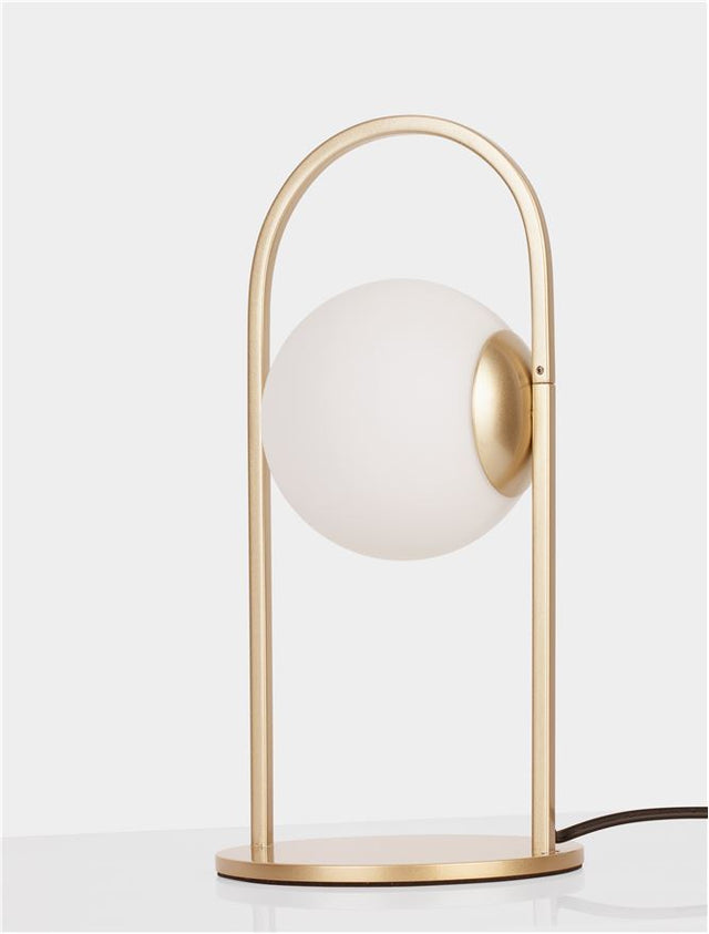 HOOK Satin Gold Metal & Opal White Glass LED 5 Watt 230 Volt 489Lm 3000K IP20 Cable Length: 215 cm D: 15.5 H: 32 cm