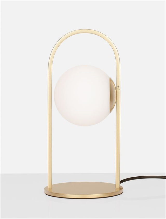 HOOK Satin Gold Metal & Opal White Glass LED 5 Watt 230 Volt 489Lm 3000K IP20 Cable Length: 215 cm D: 15.5 H: 32 cm