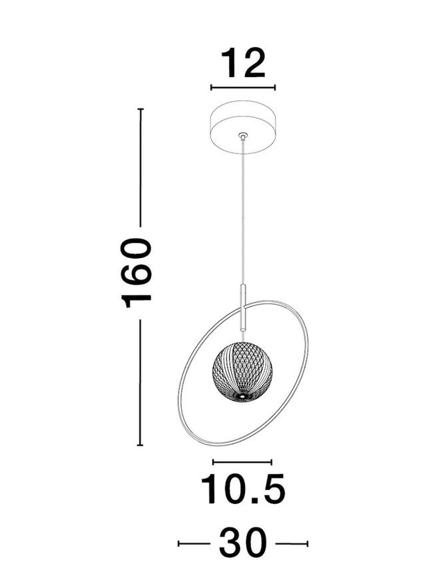 ATOS Satin Gold Aluminium & Acrylic LED 7 Watt 230 Volt 752Lm 3000K IP20 D: 30 H: 160 cm Adjustable Height