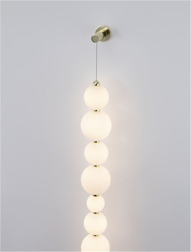 PERLA Triac Dimmable Gold Metal & Opal Glass LED 42 Watt 230 Volt 3958Lm 3000K IP20 Cable Length: 310 cm D: 10 W: 9 H: 105 cm