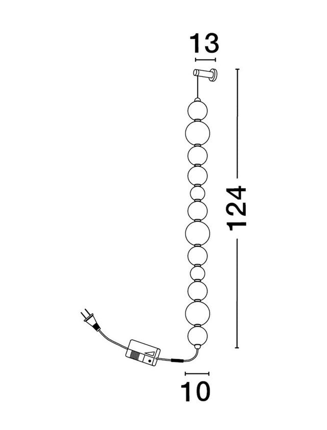 PERLA Triac Dimmable Gold Metal & Opal Glass LED 42 Watt 230 Volt 3958Lm 3000K IP20 Cable Length: 310 cm D: 10 W: 9 H: 105 cm
