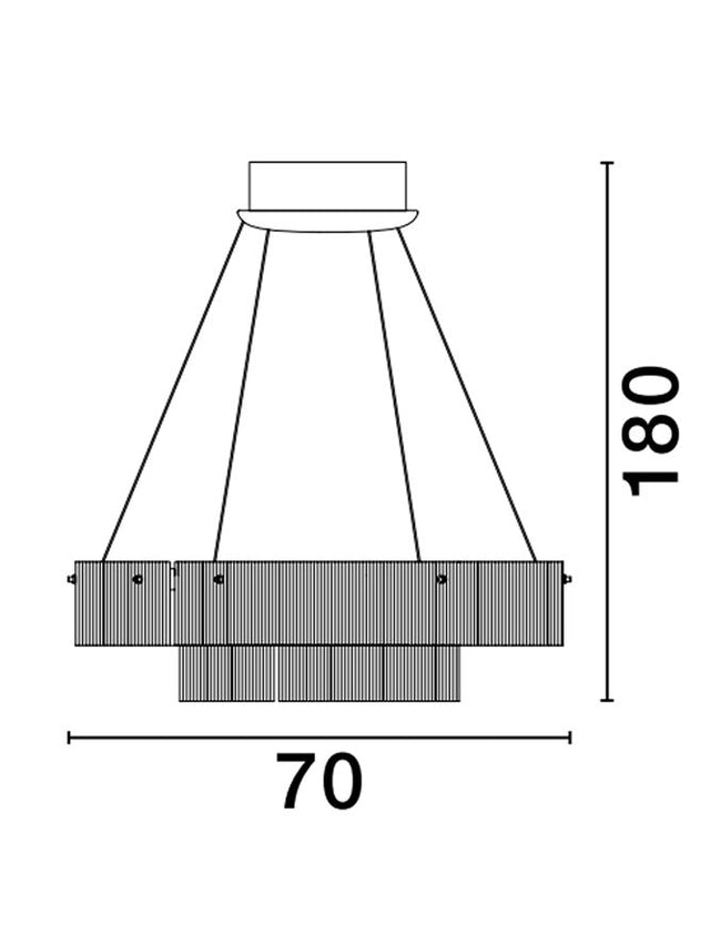 PAULINE Triac Dimmable Sandy Black Aluminium & Clear Glass LED 72 Watt 230 Volt 4528Lm 3000K IP20 D: 70 H: 180 cm Adjustable Height