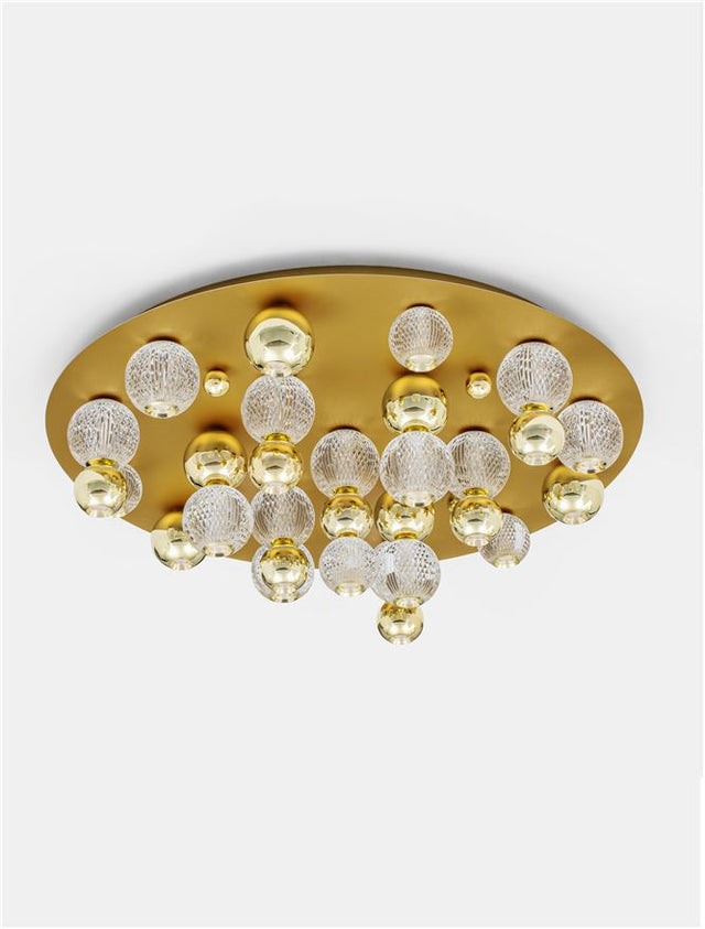 BRILLE Triac Dimmable Gold Aluminium & Acrylic LED 90 Watt 230 Volt 5171Lm 3200K IP20 D: 92 H: 32 cm Adjustable Height