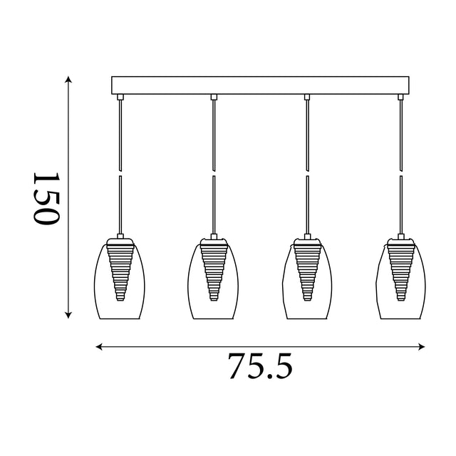 Cyclone 4Lt Bar Pendant - Bronze Metal & Champagne Glass