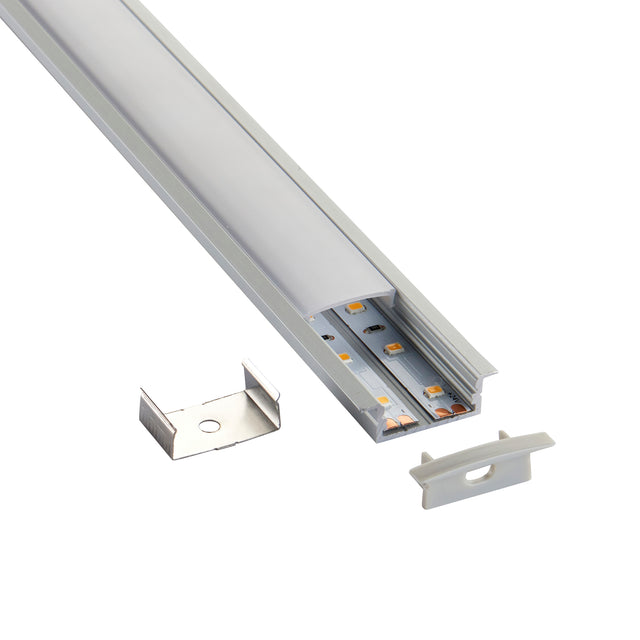 RigelSLIM Recessed Wide 2m Aluminium Profile/Extrusion Silver