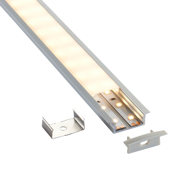 RigelSLIM Recessed Wide 2m Aluminium Profile/Extrusion Silver