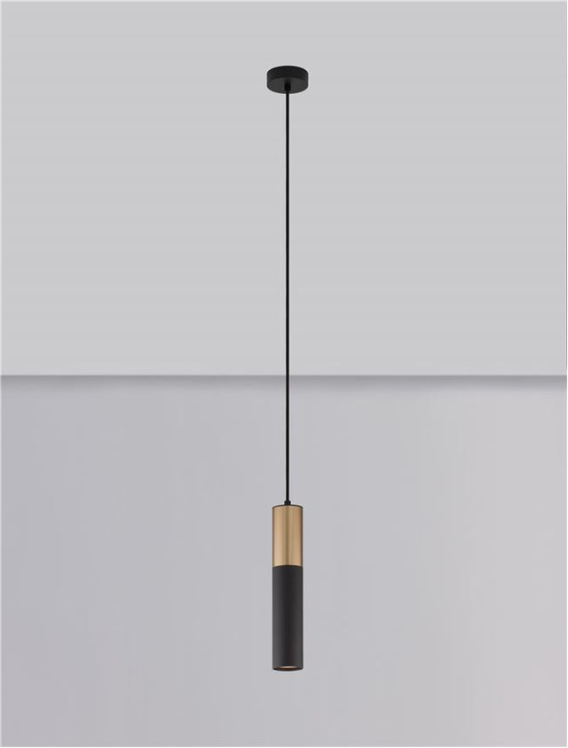 PONGO Sandy Black & Gold Aluminium LED GU10 1x10 Watt 230 Volt IP20 Bulb Excluded D: 5.6 H1: 30 H2: 180 cm