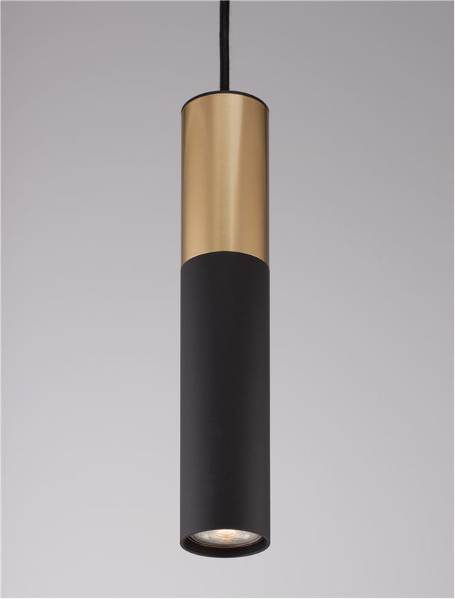 PONGO Sandy Black & Gold Aluminium LED GU10 1x10 Watt 230 Volt IP20 Bulb Excluded D: 5.6 H1: 30 H2: 180 cm