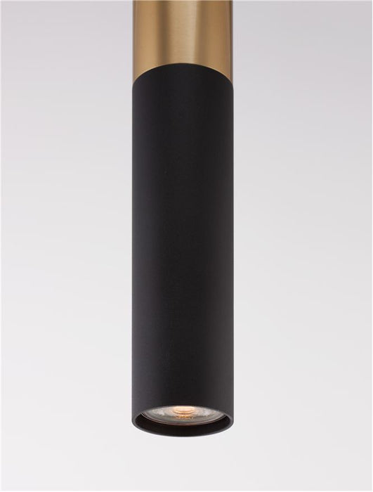 PONGO Sandy Black & Gold Aluminium LED GU10 1x10 Watt 230 Volt IP20 Bulb Excluded D: 5.6 H1: 30 H2: 180 cm