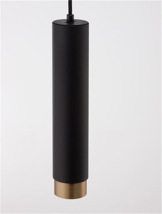 PONGO Sandy Black & Gold Aluminium LED GU10 1x10 Watt 230 Volt IP20 Bulb Excluded D: 5.9 H1: 30 H2: 180 cm