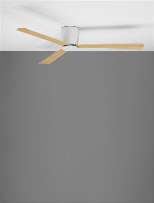 DELL Fan White Aluminium Teak Wood ABS Blades D: 121.9 cm H: 18.2 cm 6