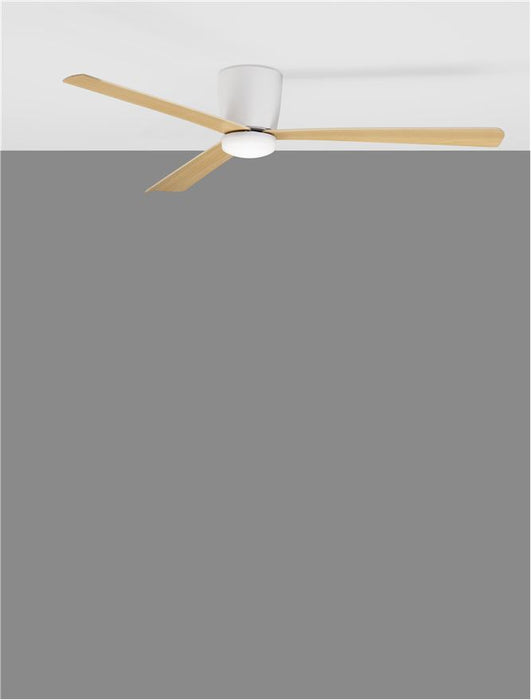 DELL Fan White Aluminium Teak Wood ABS Blades D: 121.9 cm H: 18.2 cm 6