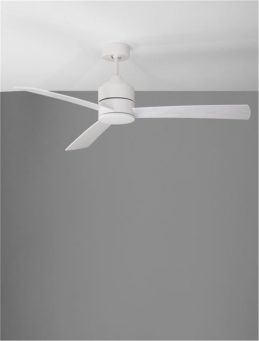 AXEL Fan White Aluminium White & Oak Plywood D: 137.1 cm H: 38.2 cm 6 Speed Remote