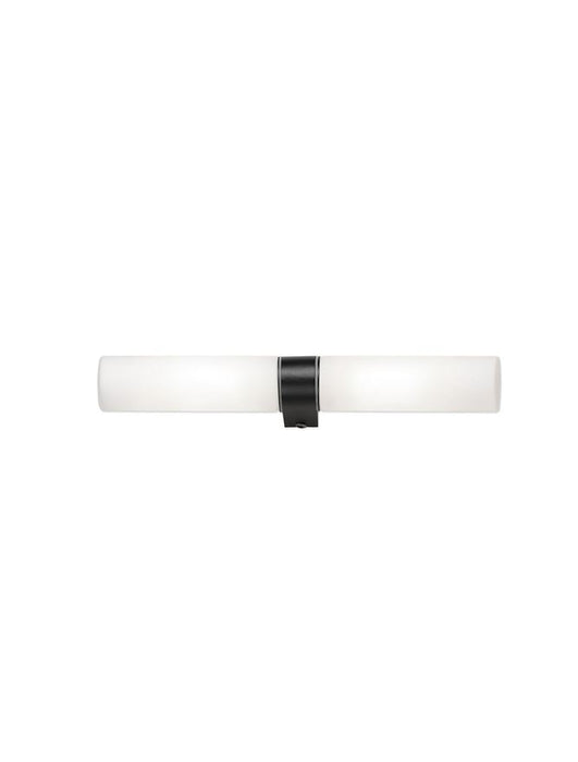 CORB Sandy Black Aluminium & Opal Glass LED E14 2x5 Watt 230 Volt IP44 Bulb Excluded L: 40 W: 6.5 H: 5 cm