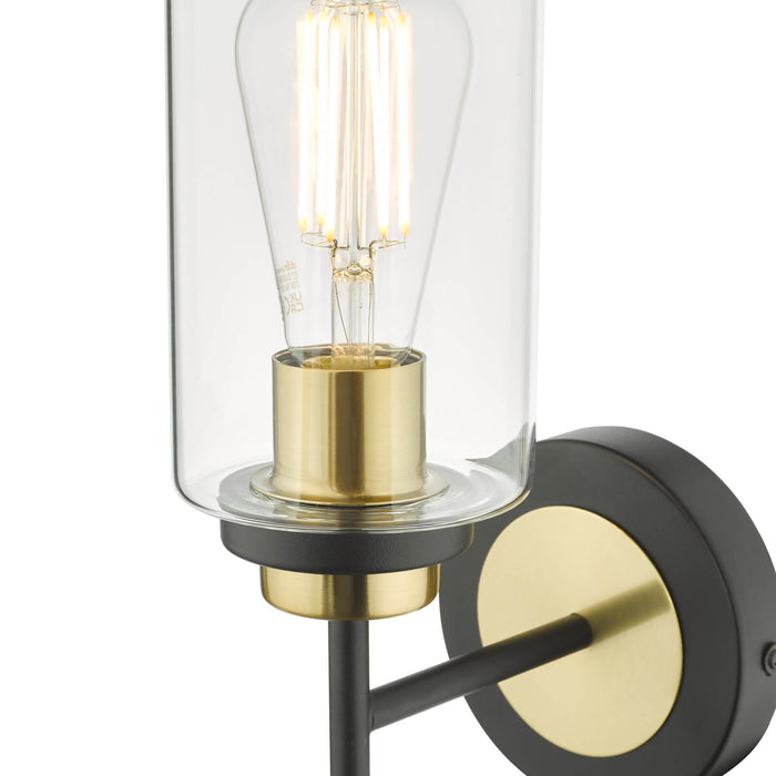 Abel Wall Light Satin Black & Gold with Glass Shades