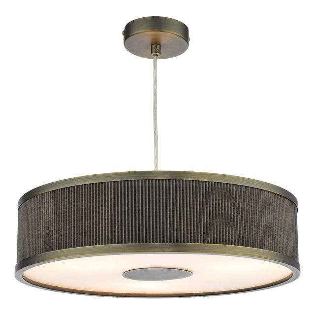 Alvaro 3 Light Pendant Antique Bronze and Brown With Shade