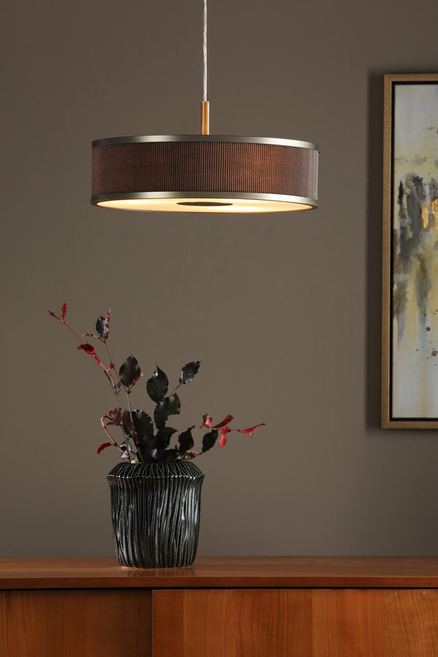 Alvaro 3 Light Pendant Antique Bronze and Brown With Shade