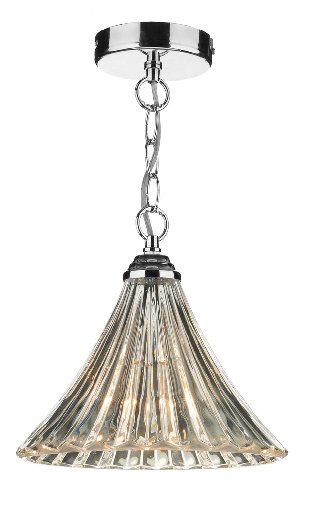 Ardeche Fluted Glass Pendant Polished Chrome