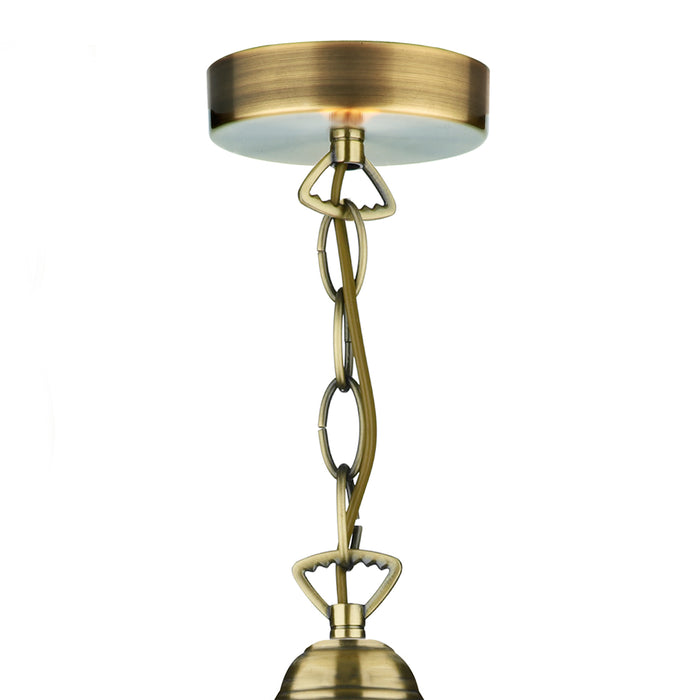 Ardeche 1 Light Large Pendant Amber Glass & Antique Brass