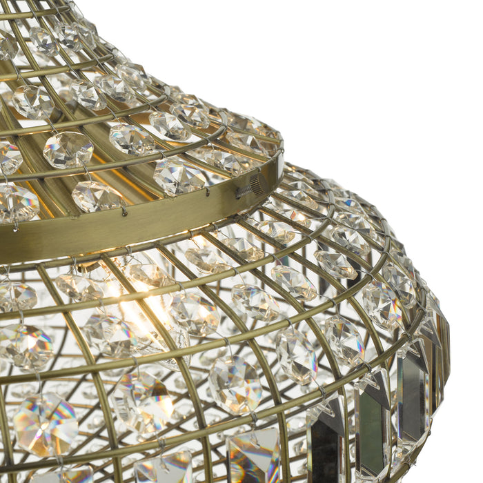 Asmara 6 Light Pendant Antique Brass Crystal