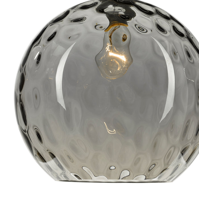 Aulax 1 Light Pendant Silver Smoked Glass With Dimple Effect