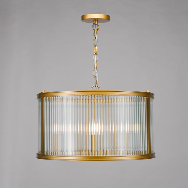 Bianka 3 Light Pendant Bronze and Ribbed Glass