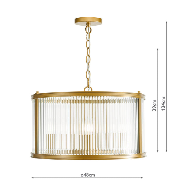 Bianka 3 Light Pendant Bronze and Ribbed Glass
