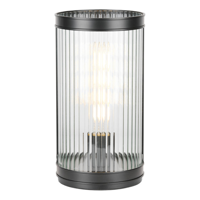 Bianka Table Lamp Matt Black and Ribbed Glass