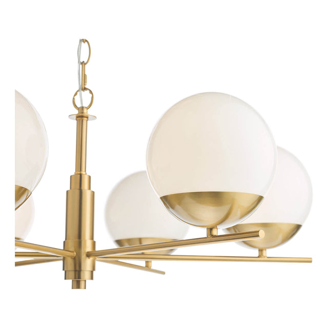 Bombazine 6 Light Pendant Natural Brass and Opal Glass