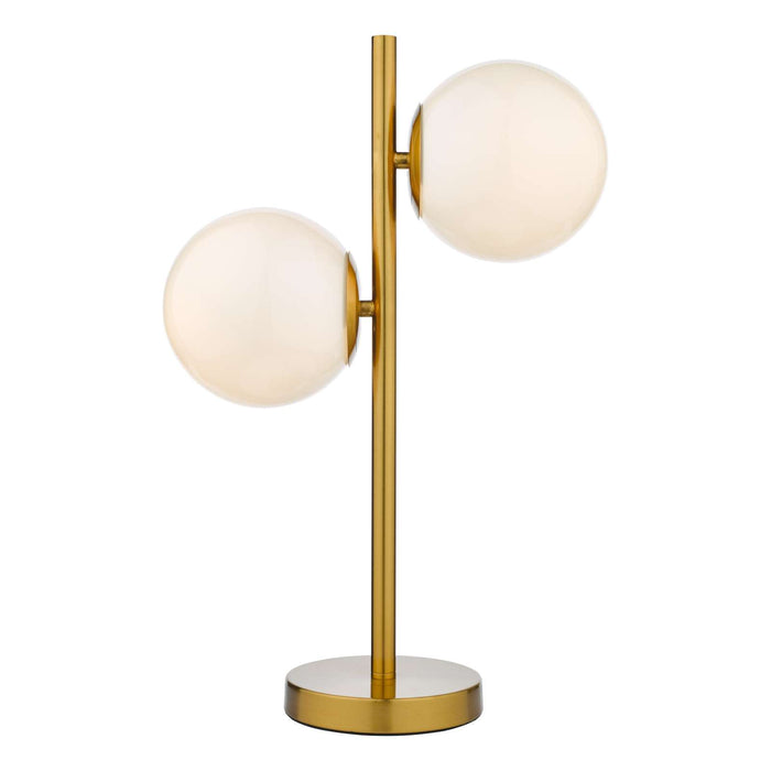 Bombazine 2 Light Table Lamp Natural Brass Opal Glass