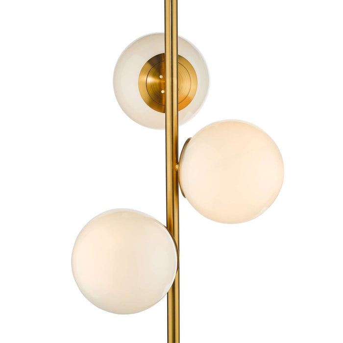 Bombazine 3 Light Floor Lamp Natural Brass Opal Glass