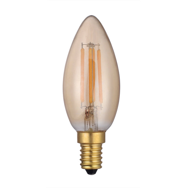 E14 LED DIMM VINT CNDL LAMP 4W 250LM 1800K GOLD