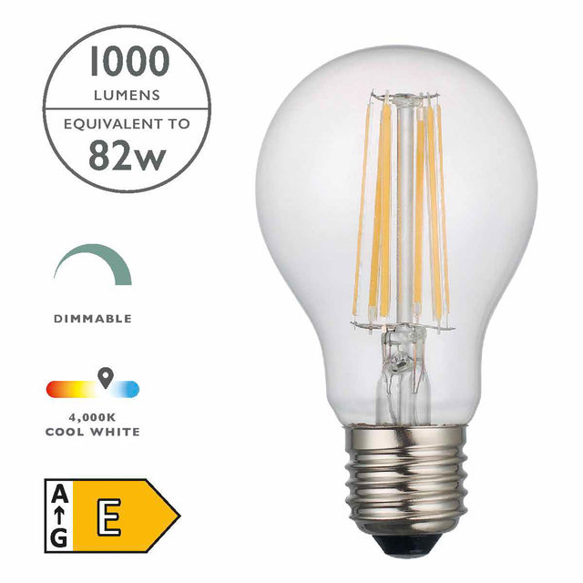 E27 LED DIMM GLS LAMP 8W 1000LM 4000K CLEAR