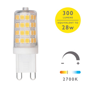 G9 LED Lamp DIM 3.5W 320LM 2700K Clear