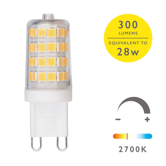 G9 LED LAMP DIM 3.5W 320LM 2700K CLEAR
