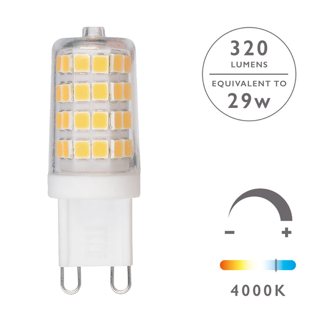G9 LED LAMP DIM 3.5W 350LM 4000K CLEAR