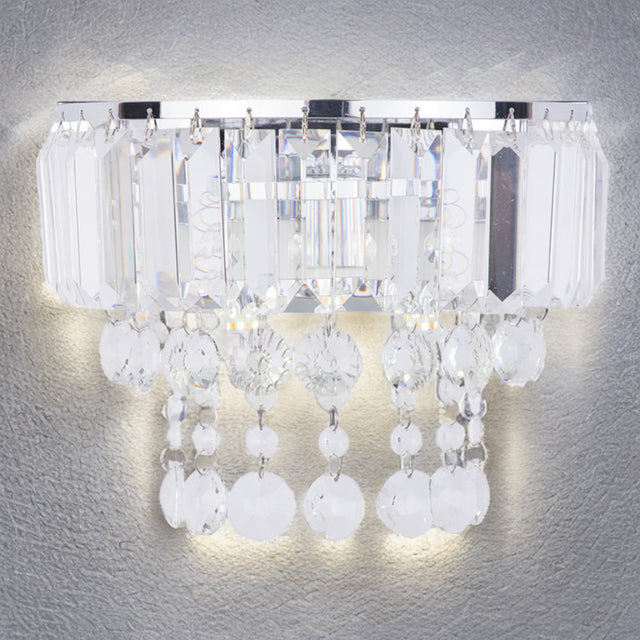 Chrome Tiered Elegant Crystal Wall Light