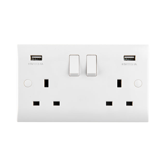 13A 2G DP Switched Socket with twin 5V USB