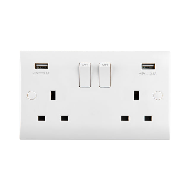 13A 2G DP Switched Socket with twin 5V USB