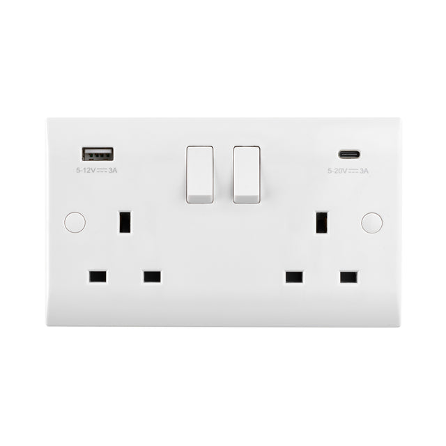 13A 2G DP Switched Socket with 45W USB A+C