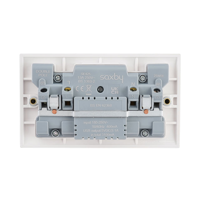 13A 2G DP Switched Socket with 15.5W USB A+C