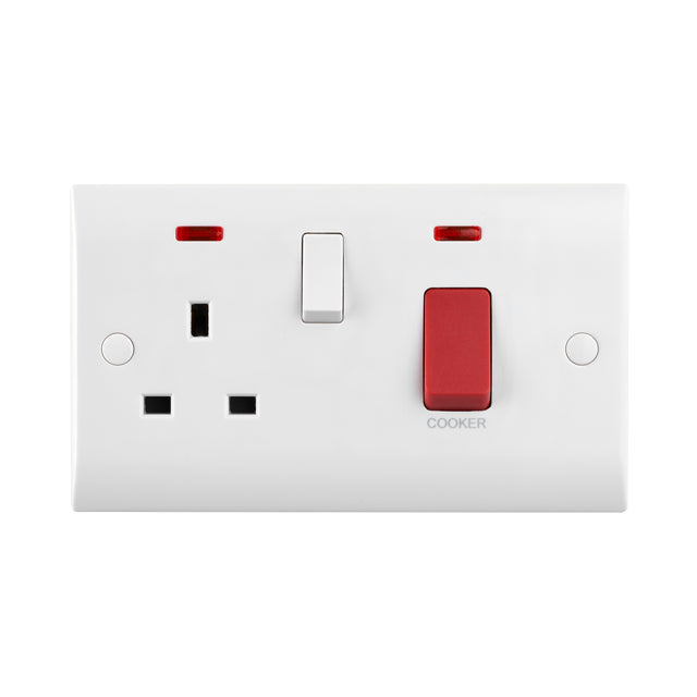 45A DP Cooker Switch with 13A Socket with Neon