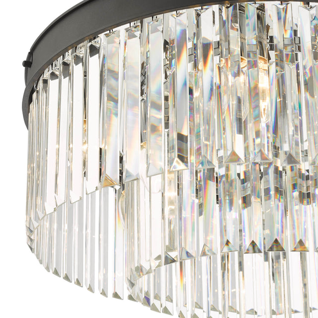 Celeus 6 Light Flush Matt Anthracite & Crystal