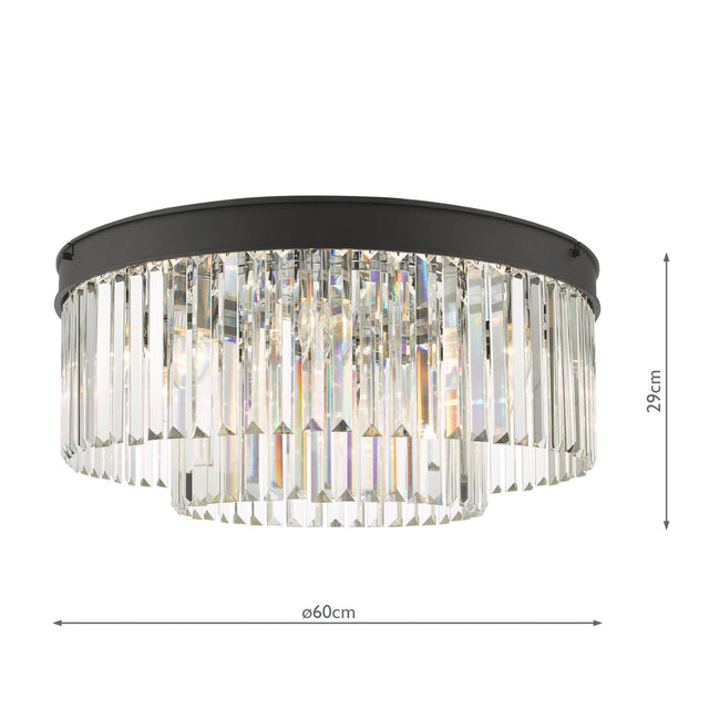 Celeus 6 Light Flush Matt Anthracite & Crystal