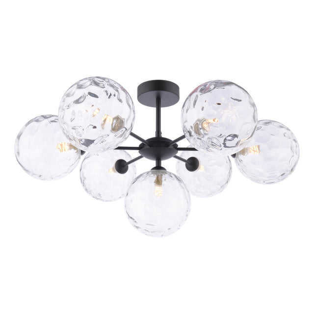 Cohen 7 Light Semi-Flush Matt Black and Glass