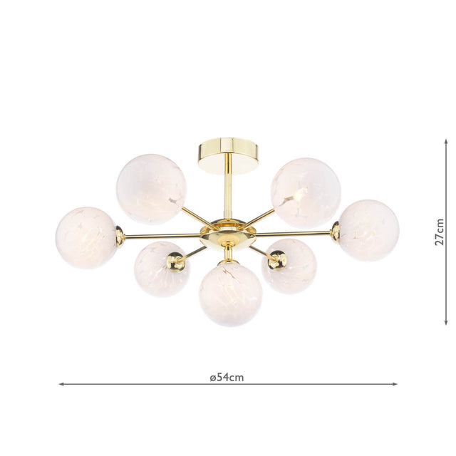 Cohen 7 Light Semi-Flush Polished Gold & Confetti Glass